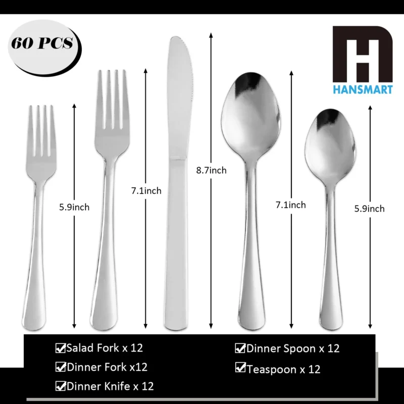 Ace7dbcc5443943a6a396423df774aa95i.webp HANSMART 60Pcs Stainless Steel Flatware Set Service for 12 Vertical Ribbed Handle Silverware Cutlery Set Dinner Fork Salad Fork Spoon Knife Kitchen Tableware Dishwasher Safe Home Wedding Gift