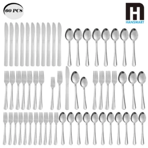Adcf8169c43a24512941bcb563995a7bd8.webp HANSMART 60Pcs Stainless Steel Flatware Set Service for 12 Vertical Ribbed Handle Silverware Cutlery Set Dinner Fork Salad Fork Spoon Knife Kitchen Tableware Dishwasher Safe Home Wedding Gift