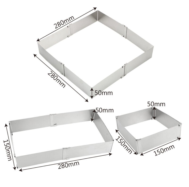 FDFFHHLHDHFGOCFMDHNKNNOIJJMIFOKONMHEY1V2.jpg Bakeware Stainless Steel Adjustable Mousse Ring DIY Cake Decorating Mould Square Cake Mold Dessert Baking Tool