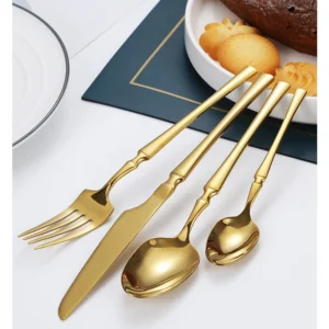 H06ef4615d14441818f0f87ca51857ca32.webp 16pcs Gold Cutlery Set Forks Knives Spoons Dinnerware Dishwasher Safe Stainless Steel Western Tableware Silverware Wedding Gift