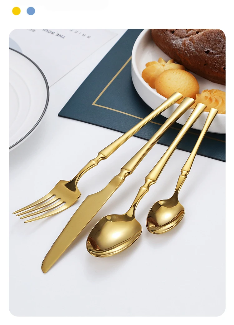 H06ef4615d14441818f0f87ca51857ca32.webp 16pcs Gold Cutlery Set Forks Knives Spoons Dinnerware Dishwasher Safe Stainless Steel Western Tableware Silverware Wedding Gift