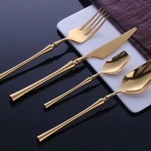 H0f9563b0a7af4e1da08609103fafda64K.webp 4 Pcs Mirror Matte Stainless Steel Black Gold Silver Cutlery Dinnerware Tableware Knife Spoon Fork Flatware Set Dishwasher Safe