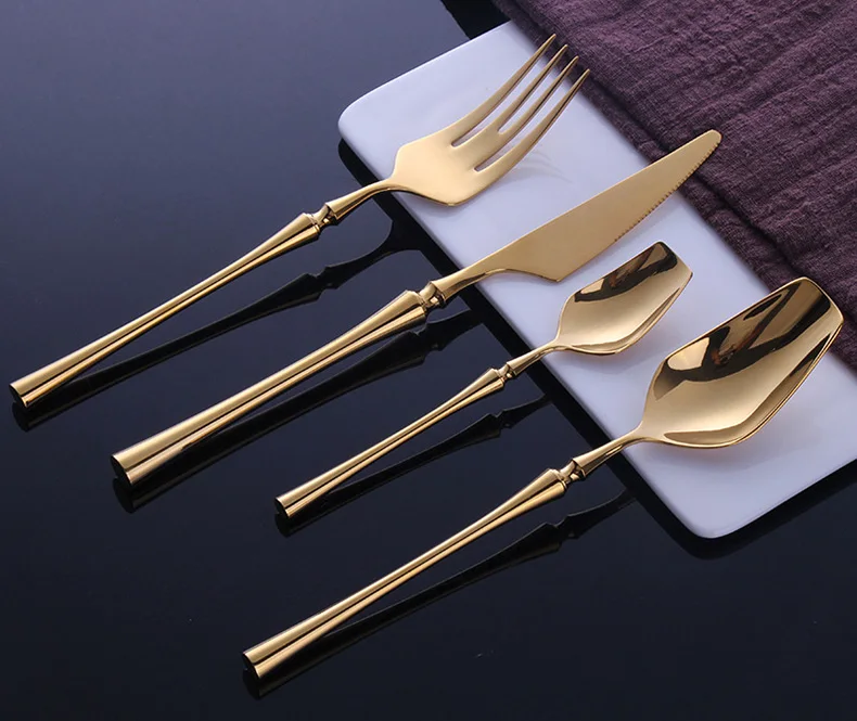 H0f9563b0a7af4e1da08609103fafda64K.webp 4 Pcs Mirror Matte Stainless Steel Black Gold Silver Cutlery Dinnerware Tableware Knife Spoon Fork Flatware Set Dishwasher Safe