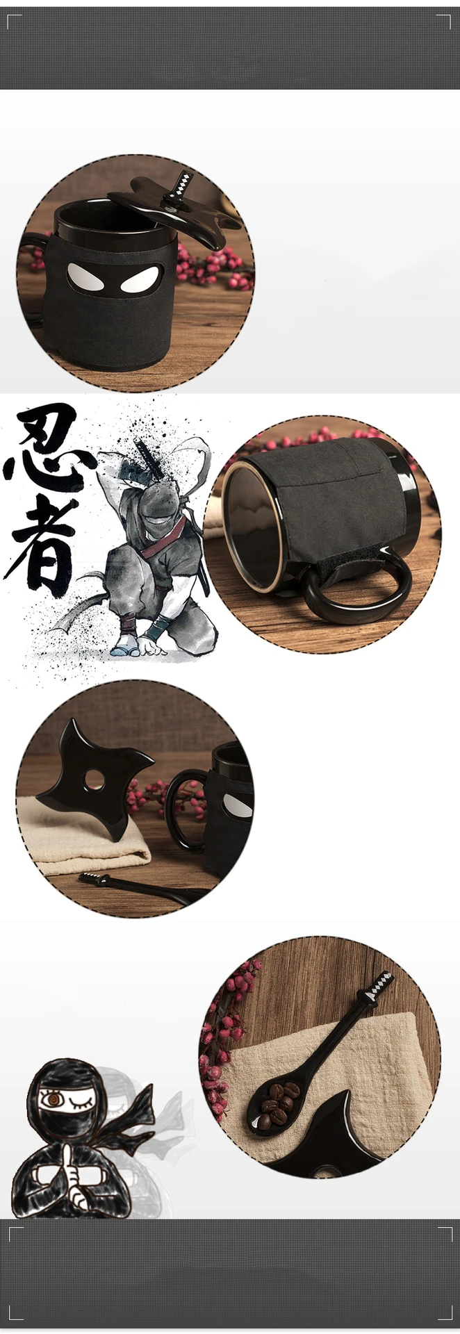 H10c8a428ec1742b1a8475fd7313ed3c0h.webp Ninja Mugs Water Cup Creative Funny Mugs with Lid Spoon Set Porcelain Kitchen Utensils Drinkware Mug Coffe Kawaii Cup