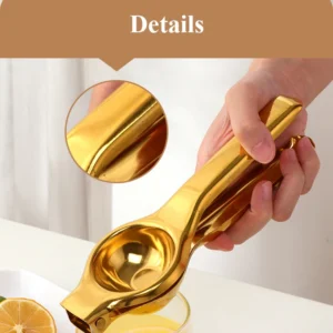 H12c8de8f8e5340279d60842cb0922168i.webp 1PC Stainless steel Lemon Squeezer Golden Manual Fruit Juicer Household Orange Clip Kitchen Utensils Reamers Fast Handle Press