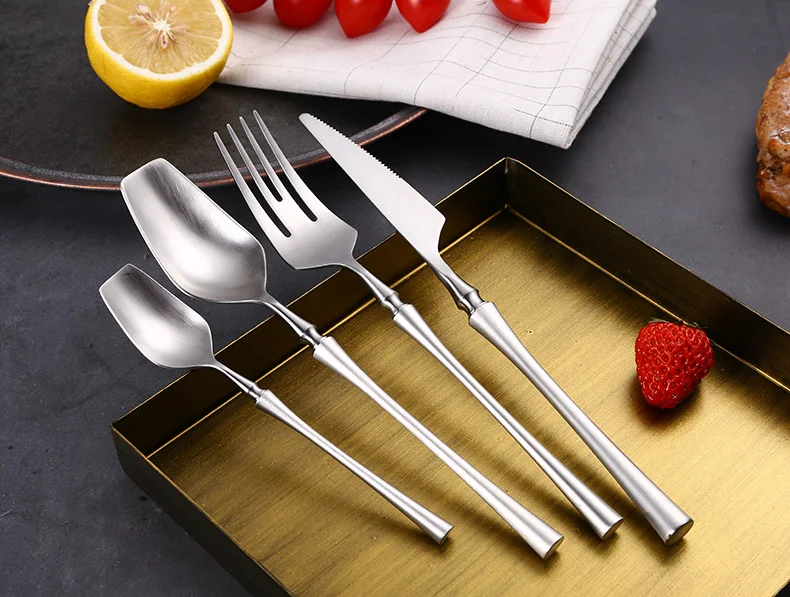 H1675af2d450a48cca7d57fb78a72e14cR.webp 4 Pcs Mirror Matte Stainless Steel Black Gold Silver Cutlery Dinnerware Tableware Knife Spoon Fork Flatware Set Dishwasher Safe