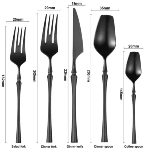 H2b7cf25a10ad46b5bb22bad4082f6be13.webp 4 Pcs Mirror Matte Stainless Steel Black Gold Silver Cutlery Dinnerware Tableware Knife Spoon Fork Flatware Set Dishwasher Safe