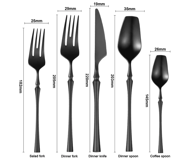 H2b7cf25a10ad46b5bb22bad4082f6be13.webp 4 Pcs Mirror Matte Stainless Steel Black Gold Silver Cutlery Dinnerware Tableware Knife Spoon Fork Flatware Set Dishwasher Safe