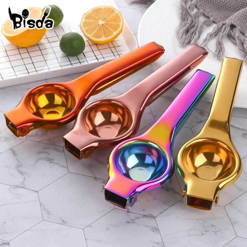 H302ff149d6f24dc893cbeb22f635596dl.webp 1PC Stainless steel Lemon Squeezer Golden Manual Fruit Juicer Household Orange Clip Kitchen Utensils Reamers Fast Handle Press