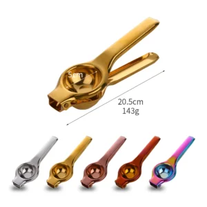 H4347ed67d2794b2db01fa624954145b17.webp 1PC Stainless steel Lemon Squeezer Golden Manual Fruit Juicer Household Orange Clip Kitchen Utensils Reamers Fast Handle Press