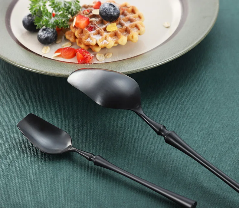 H56f2921c1564459d9297d233ee08bc65d.webp 4 Pcs Mirror Matte Stainless Steel Black Gold Silver Cutlery Dinnerware Tableware Knife Spoon Fork Flatware Set Dishwasher Safe