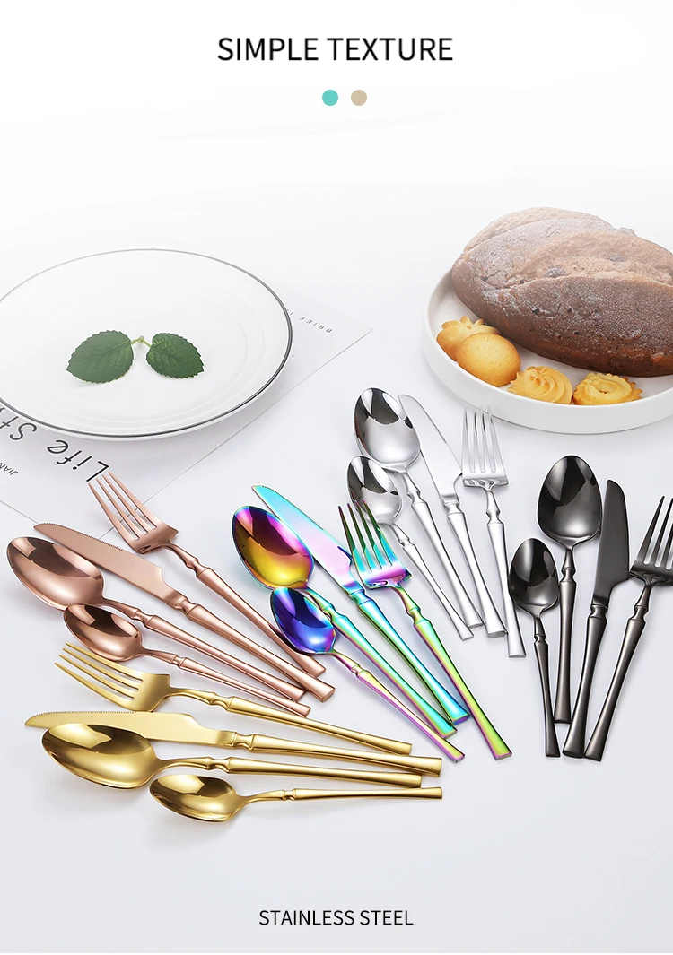 H58dfb36d96bf44dd94ac1f03058a8403k.webp 16pcs Gold Cutlery Set Forks Knives Spoons Dinnerware Dishwasher Safe Stainless Steel Western Tableware Silverware Wedding Gift