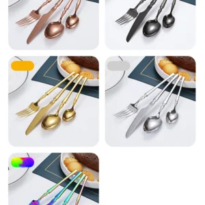 H5fd624184f9f47818fa39a17e60fdff1X.webp 16pcs Gold Cutlery Set Forks Knives Spoons Dinnerware Dishwasher Safe Stainless Steel Western Tableware Silverware Wedding Gift
