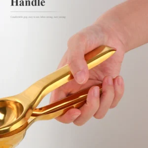 H7598b7f74e784cc0a52cbb81f105a1a1F.webp 1PC Stainless steel Lemon Squeezer Golden Manual Fruit Juicer Household Orange Clip Kitchen Utensils Reamers Fast Handle Press