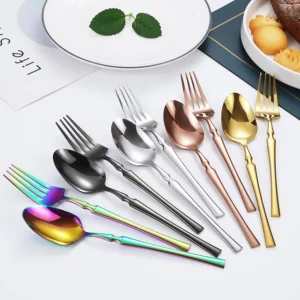 H7673c52a49df47ba97aaa4a5f9634cd4F.webp 16pcs Gold Cutlery Set Forks Knives Spoons Dinnerware Dishwasher Safe Stainless Steel Western Tableware Silverware Wedding Gift