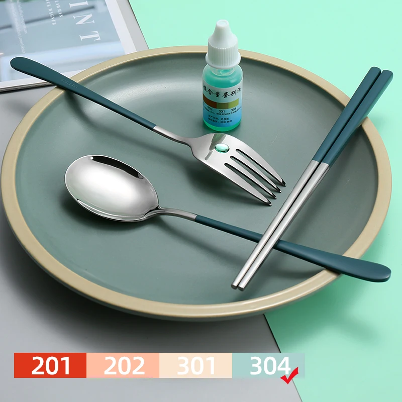 H7ba84d9f1de74b50bbab8cca7205b5a0U.webp 304 Dinnerware Set Flatware Stainless Steel Portable Cutlery Sets Camping Travel Set Case Knife Fork Spoon Kitchen Accessories