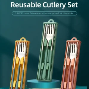 H7f602496e04a49de871a5ba08e903e6dX.webp 304 Dinnerware Set Flatware Stainless Steel Portable Cutlery Sets Camping Travel Set Case Knife Fork Spoon Kitchen Accessories