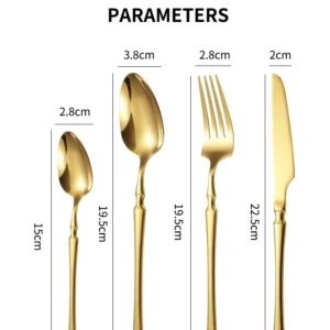 H82f962a964c44d84a4f163c5d790fce9M.webp 16pcs Gold Cutlery Set Forks Knives Spoons Dinnerware Dishwasher Safe Stainless Steel Western Tableware Silverware Wedding Gift