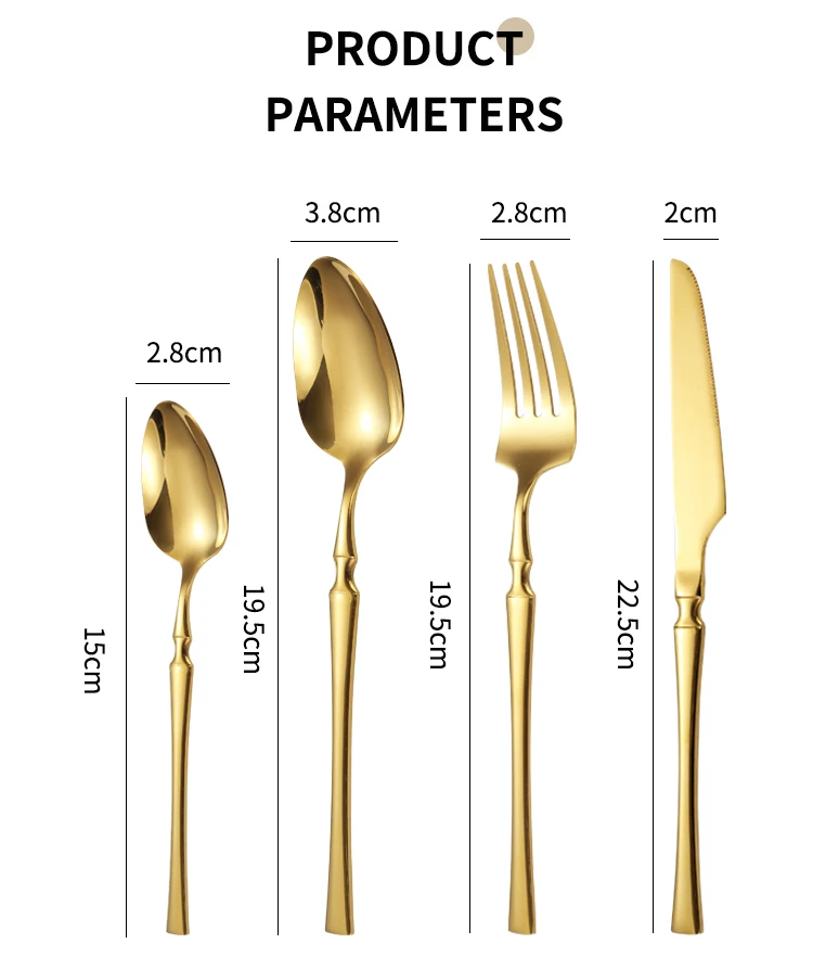 H82f962a964c44d84a4f163c5d790fce9M.webp 16pcs Gold Cutlery Set Forks Knives Spoons Dinnerware Dishwasher Safe Stainless Steel Western Tableware Silverware Wedding Gift