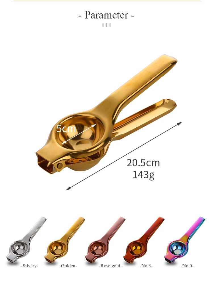 H875884b64cea49899de5de9435b83393m.webp 1PC Stainless steel Lemon Squeezer Golden Manual Fruit Juicer Household Orange Clip Kitchen Utensils Reamers Fast Handle Press