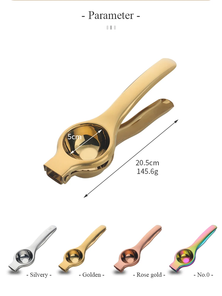 H8d4823443e244e51ae546371817b9634C.webp 1PC Stainless steel Lemon Squeezer Golden Manual Fruit Juicer Household Orange Clip Kitchen Utensils Reamers Fast Handle Press