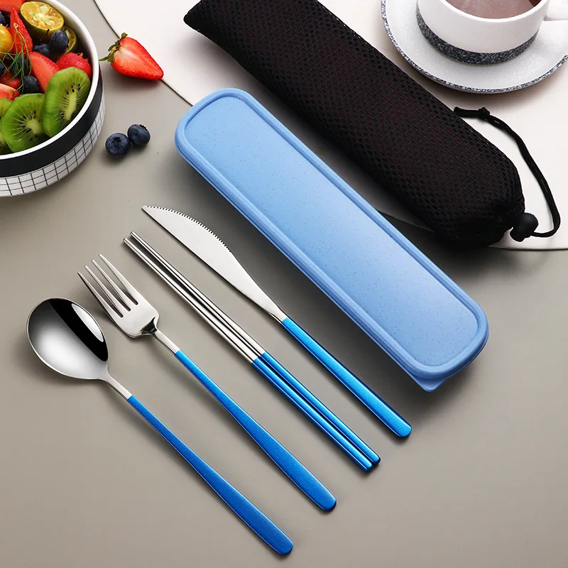 H8d75c46ff2d84043bdfae3e19a6f37ddV.webp 304 Dinnerware Set Flatware Stainless Steel Portable Cutlery Sets Camping Travel Set Case Knife Fork Spoon Kitchen Accessories