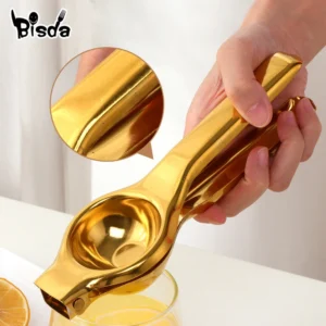 H8e6325ef84df402981563404a350cc19e.webp 1PC Stainless steel Lemon Squeezer Golden Manual Fruit Juicer Household Orange Clip Kitchen Utensils Reamers Fast Handle Press