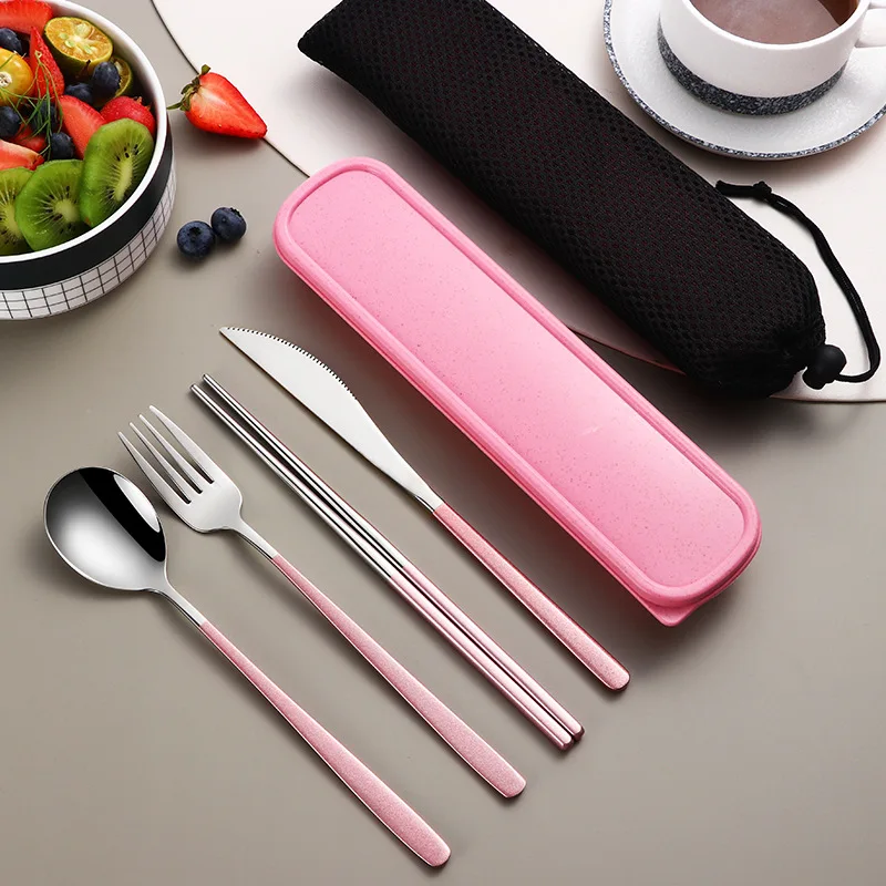 Ha418bb1ac3d94f5fb1aed6bba7a8900aK.webp 304 Dinnerware Set Flatware Stainless Steel Portable Cutlery Sets Camping Travel Set Case Knife Fork Spoon Kitchen Accessories