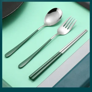 Hb36309260b7b43e0810fec833ffdd97af.webp 304 Dinnerware Set Flatware Stainless Steel Portable Cutlery Sets Camping Travel Set Case Knife Fork Spoon Kitchen Accessories