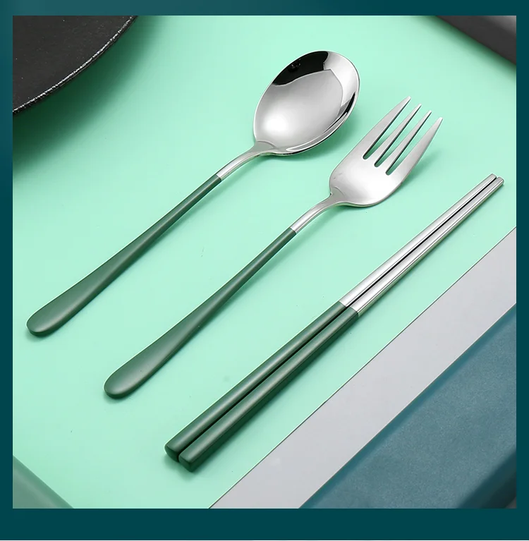 Hb36309260b7b43e0810fec833ffdd97af.webp 304 Dinnerware Set Flatware Stainless Steel Portable Cutlery Sets Camping Travel Set Case Knife Fork Spoon Kitchen Accessories