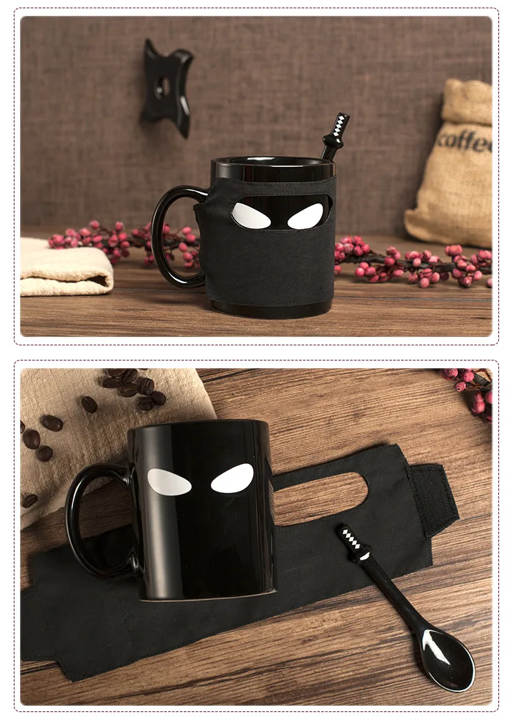 Hc2a5bf537ea94f16a4a70d04389024d1j.webp Ninja Mugs Water Cup Creative Funny Mugs with Lid Spoon Set Porcelain Kitchen Utensils Drinkware Mug Coffe Kawaii Cup