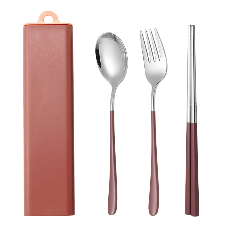Hc607eeb815f94963af1f57f085742dccx.webp 304 Dinnerware Set Flatware Stainless Steel Portable Cutlery Sets Camping Travel Set Case Knife Fork Spoon Kitchen Accessories
