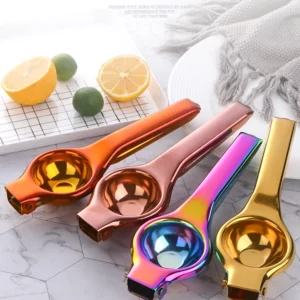 Hc9e93b0bc4924e70838b672f1661837dF.webp 1PC Stainless steel Lemon Squeezer Golden Manual Fruit Juicer Household Orange Clip Kitchen Utensils Reamers Fast Handle Press