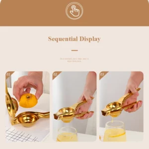 Hd3b1d55c7fce4a76a581593918a629f5B.webp 1PC Stainless steel Lemon Squeezer Golden Manual Fruit Juicer Household Orange Clip Kitchen Utensils Reamers Fast Handle Press