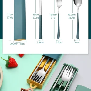 Hd68a89e1e42c49de97f5380ceb23e985s.webp 304 Dinnerware Set Flatware Stainless Steel Portable Cutlery Sets Camping Travel Set Case Knife Fork Spoon Kitchen Accessories