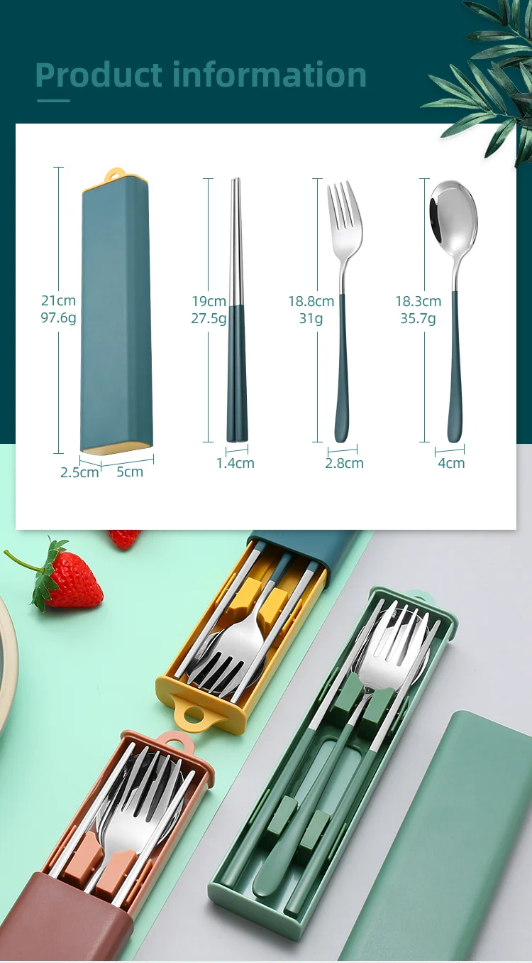Hd68a89e1e42c49de97f5380ceb23e985s.webp 304 Dinnerware Set Flatware Stainless Steel Portable Cutlery Sets Camping Travel Set Case Knife Fork Spoon Kitchen Accessories