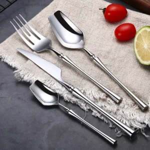 Hec1677e4ba854498aa26ee233ed16c5fD.webp 4 Pcs Mirror Matte Stainless Steel Black Gold Silver Cutlery Dinnerware Tableware Knife Spoon Fork Flatware Set Dishwasher Safe