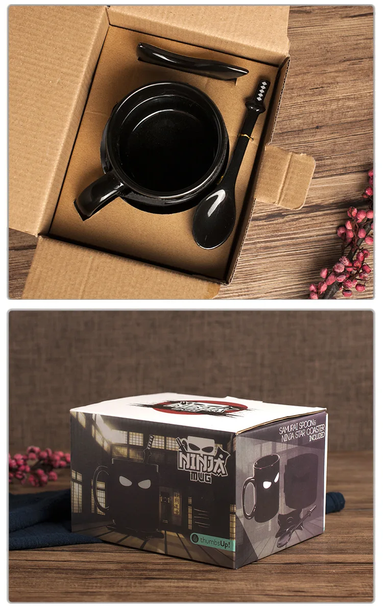 Hed2a0b259af54bc8b35bafb287a4de20U.webp Ninja Mugs Water Cup Creative Funny Mugs with Lid Spoon Set Porcelain Kitchen Utensils Drinkware Mug Coffe Kawaii Cup