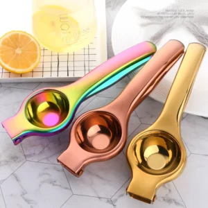 Hf1793d963b2e4be7b32c44679f7a3bd8w.webp 1PC Stainless steel Lemon Squeezer Golden Manual Fruit Juicer Household Orange Clip Kitchen Utensils Reamers Fast Handle Press