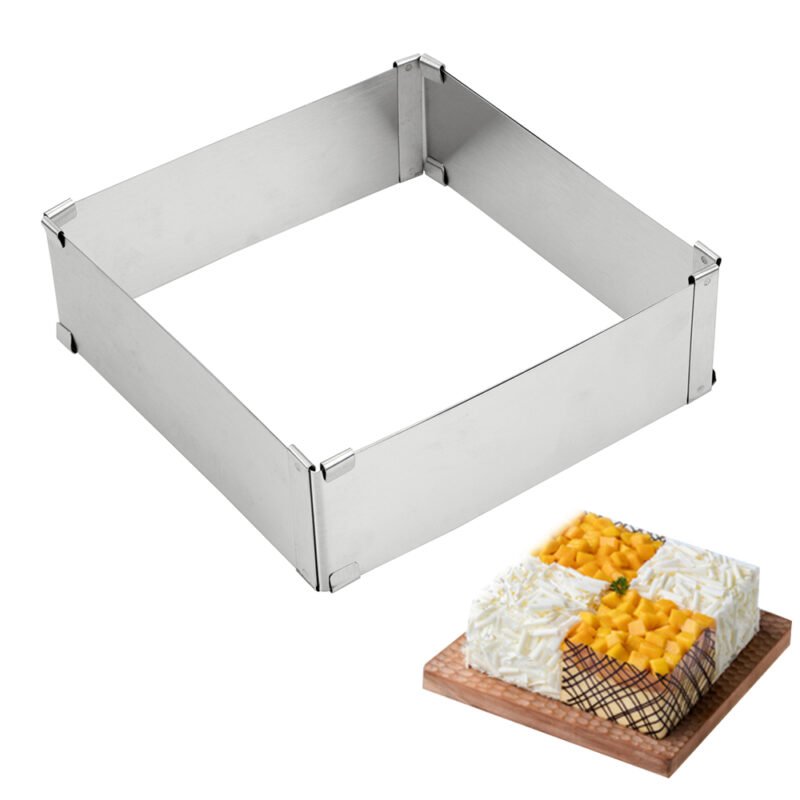 OMOOQQUQMQOPXLOVMQWTWWXRTSRUTQVUPUON4a1D.jpg Bakeware Stainless Steel Adjustable Mousse Ring DIY Cake Decorating Mould Square Cake Mold Dessert Baking Tool