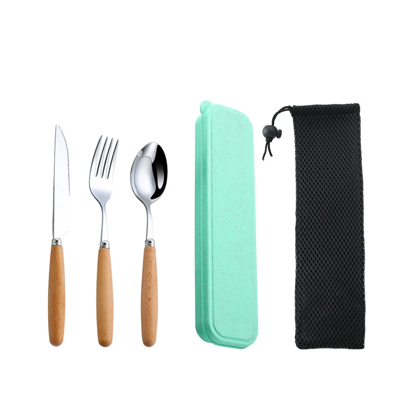 S006f8479792345cba7e7a72bb5d0dda6u.webp 304 Dinnerware Set Flatware Stainless Steel Portable Cutlery Sets Camping Travel Set Case Knife Fork Spoon Kitchen Accessories