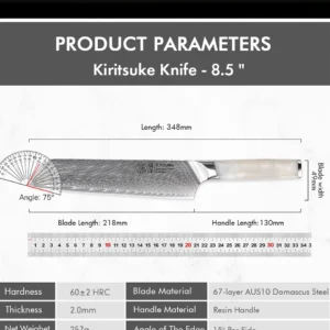 F.YOUNG 8.5" Japanese Kiritsuke Knife Damascus Steel Kitchen Professional Chef Knife Sharp Slicing Cleaver Cooking Tools Cutlery