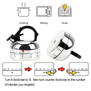 S0136f743472c4e0ababef9a256c9611ei.webp Kitchen Tool Gadgets Cooking Reminders Tools 60 Minutes Kitchen Timer Mechanical Timer Countdown Alarm Reminder Kettle Shape