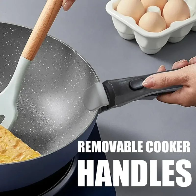 Cookware Anti-Scalding Removable Pot Handle Universal Portable Detachable Frying Pan Handle Ergonomic Pot Replacement Clip Dish