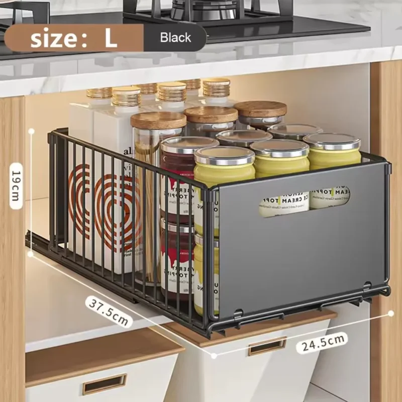 S02e0ec2792be4b6eb5b49aaa9a04747eM.webp Kitchen Storage Rack Pull Out Cabinet Organizer Slide Drawer Storage Tray Seasoning Bottle Spice Storage Rack Kitchen Organizer