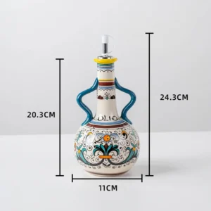 S0328f19b01654ff6a530e96ace8365fdC.webp Hand-Painted Ceramic Oil Bottle Kitchen Storage Nordic Vinegar Oil Dispenser Cooking Utensil for Home Use Kitchen Seasoning Jar