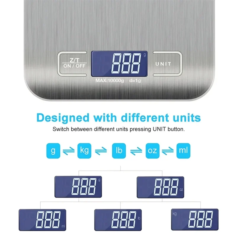 S05305a540e3942c2b3f15c9d57489194A.webp Kitchen Digital Scale Multi-function Portable Weighing Scale LCD Display USB Electronic Scales Baking Measuring Tools