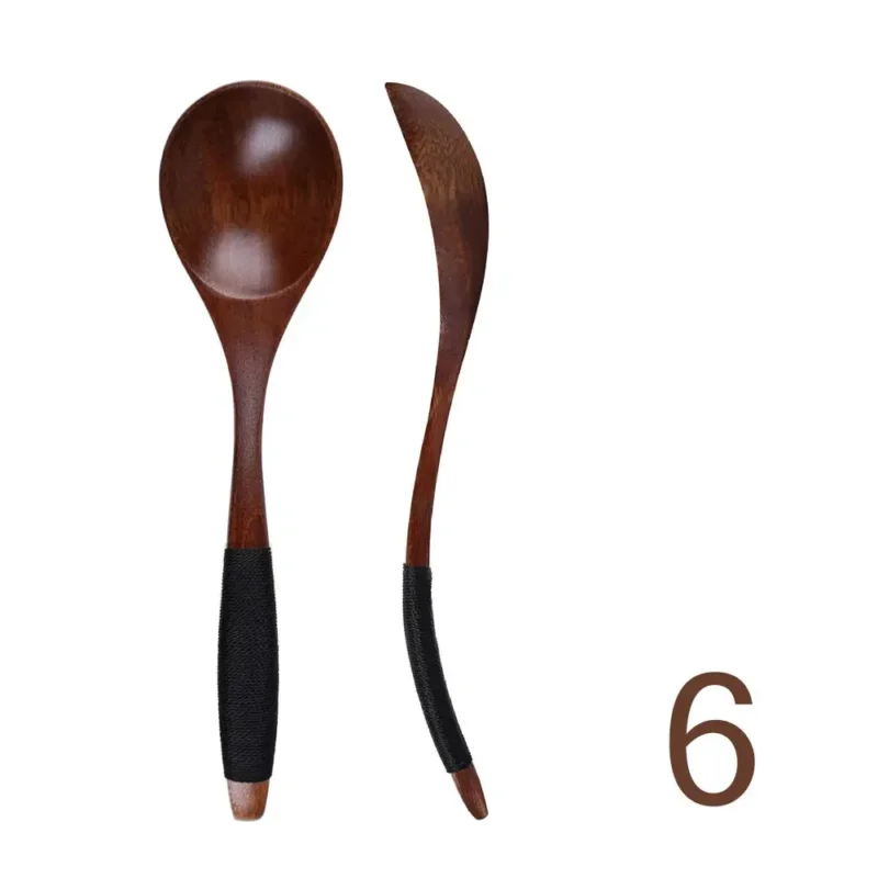 Coffee Dessert Tableware Wood Catering Scoop Hand-made Kitchen Tool Cooking Utensil Wooden Spoon Soup Spoon