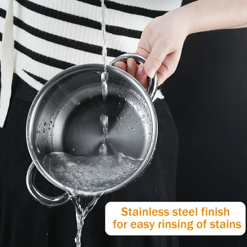 4pcs Stainless Steel Cookware Set with Heat Conduction Simmering Feature - Perfect for Soup, Noodles & More | Essential Kitchen