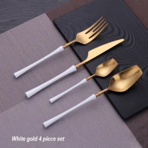 S0913d428316a4eb08b5ef945f0012489j.webp 4 Pcs Mirror Matte Stainless Steel Black Gold Silver Cutlery Dinnerware Tableware Knife Spoon Fork Flatware Set Dishwasher Safe